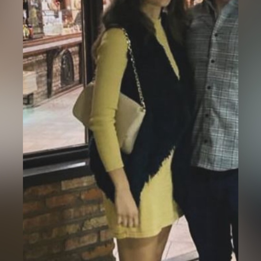 Free People Yellow turtleneck long sleeve winter/fall mini dress